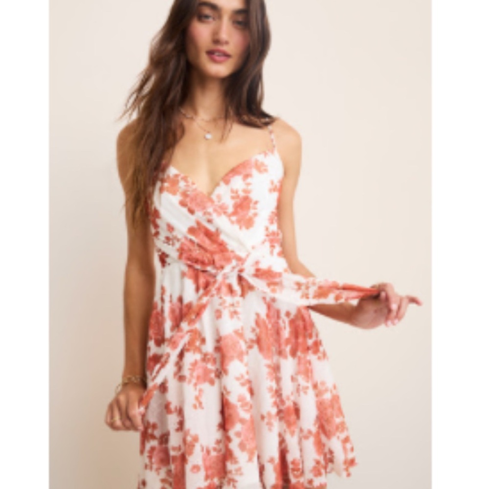Francesca's Collections Rust Floral Mini Dress
